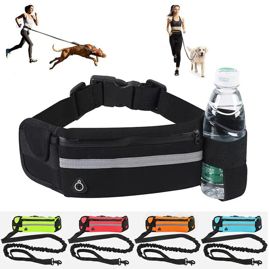 🐕‍🦺 GlowPet FreeStride – Hands-Free Bungee Dog Leash with Storage & Reflective Stitching