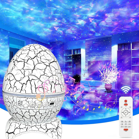 🦖 GlowHome GalaxyEgg™ – Dinosaur Egg Star Projector with Bluetooth Speaker & White Noise
