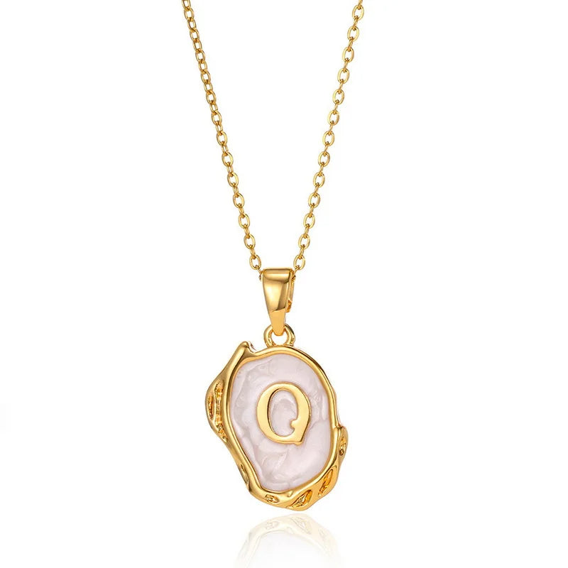 ✨ GlowLuxe AlphaGold Necklace – A–Z Gold Plated Initial Pendant on Snake Chain