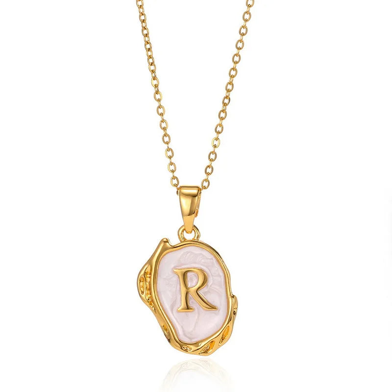 ✨ GlowLuxe AlphaGold Necklace – A–Z Gold Plated Initial Pendant on Snake Chain