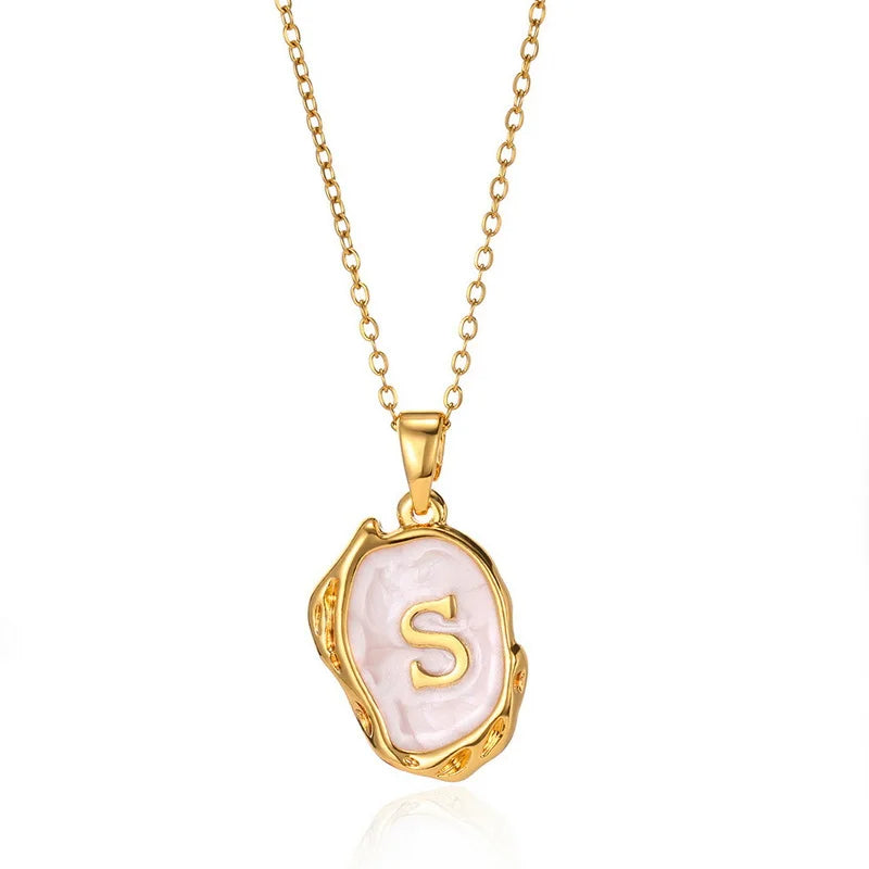 ✨ GlowLuxe AlphaGold Necklace – A–Z Gold Plated Initial Pendant on Snake Chain