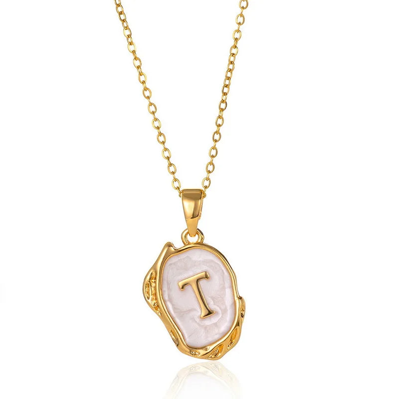✨ GlowLuxe AlphaGold Necklace – A–Z Gold Plated Initial Pendant on Snake Chain