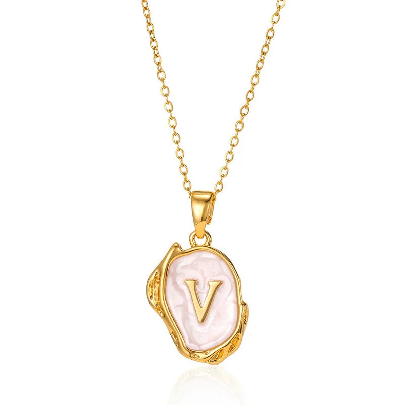 ✨ GlowLuxe AlphaGold Necklace – A–Z Gold Plated Initial Pendant on Snake Chain