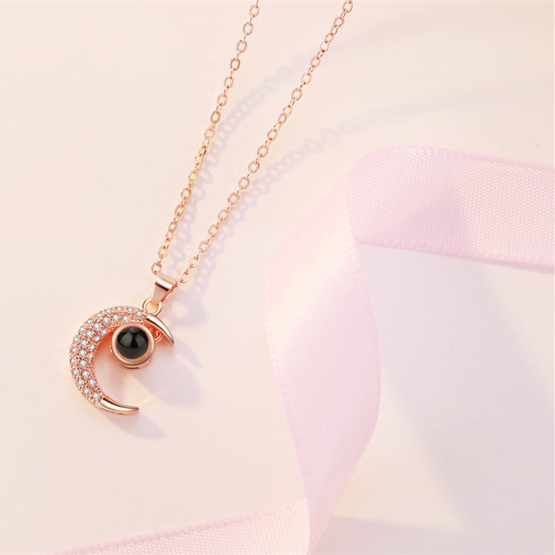 100 Languages I Love You Necklace New Creative Star Moon Decoration Short Leather Rope Clavicle Necklace for Women