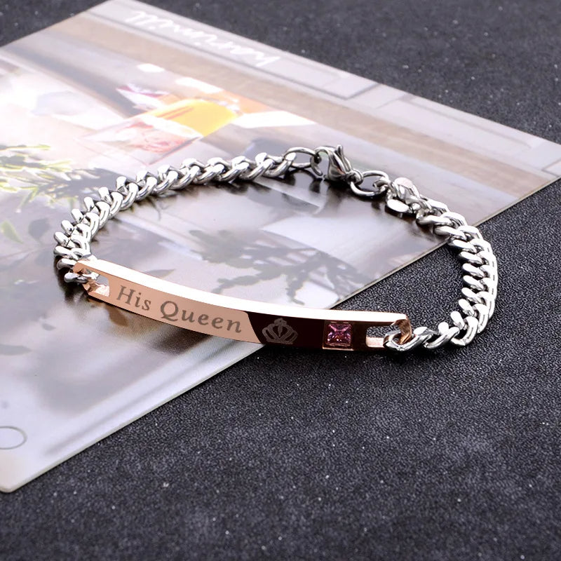 👑 GlowBond RoyalLink – "Her King & His Queen" Couple Bracelets