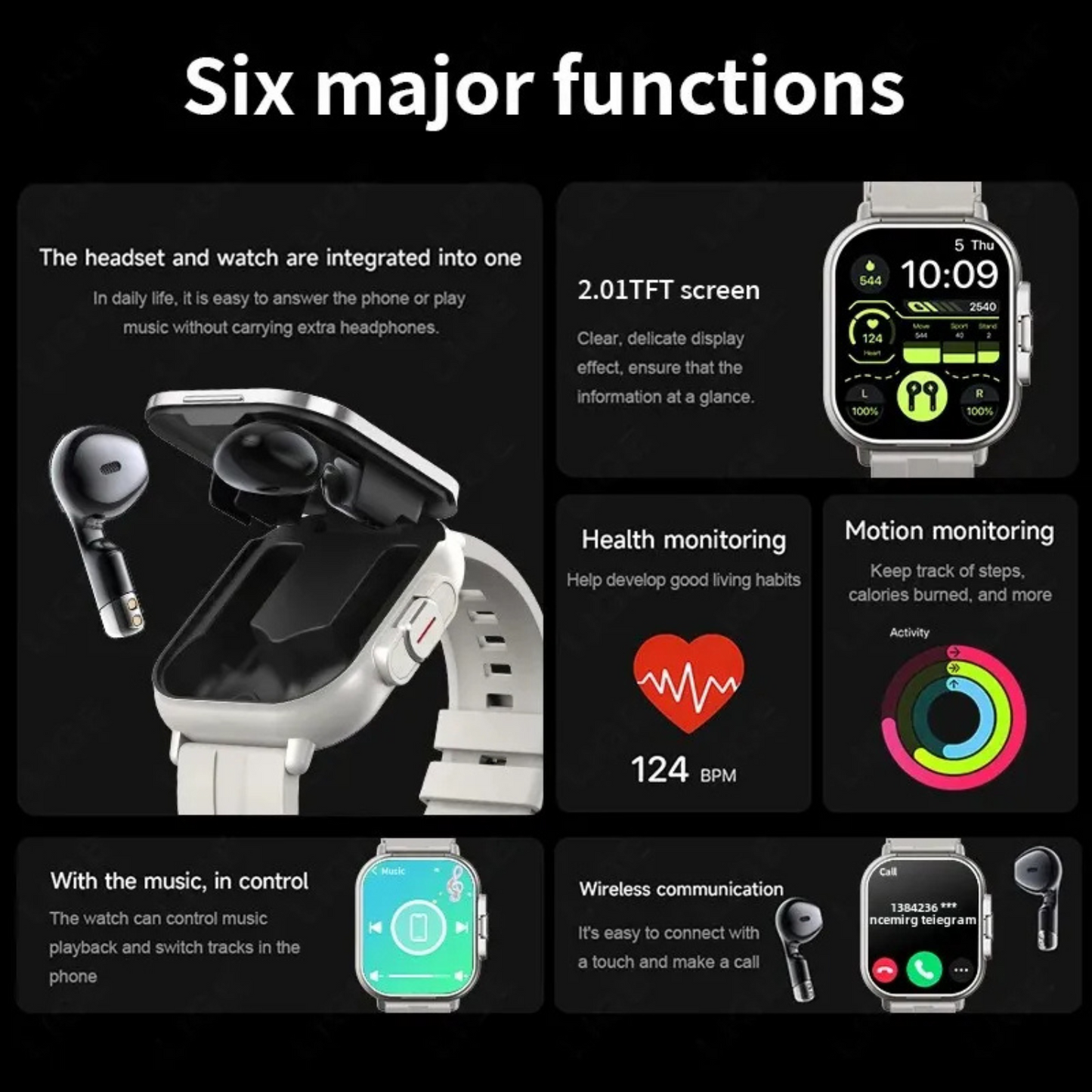 ⌚🎧 GlowTech SyncWear Duo – 2-in-1 Smartwatch with Built-In Bluetooth Earbuds