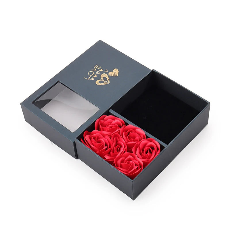 🌹 GlowLuxe LoveBloom Gift Box – Rose Keepsake with Four-Leaf Heart Necklace