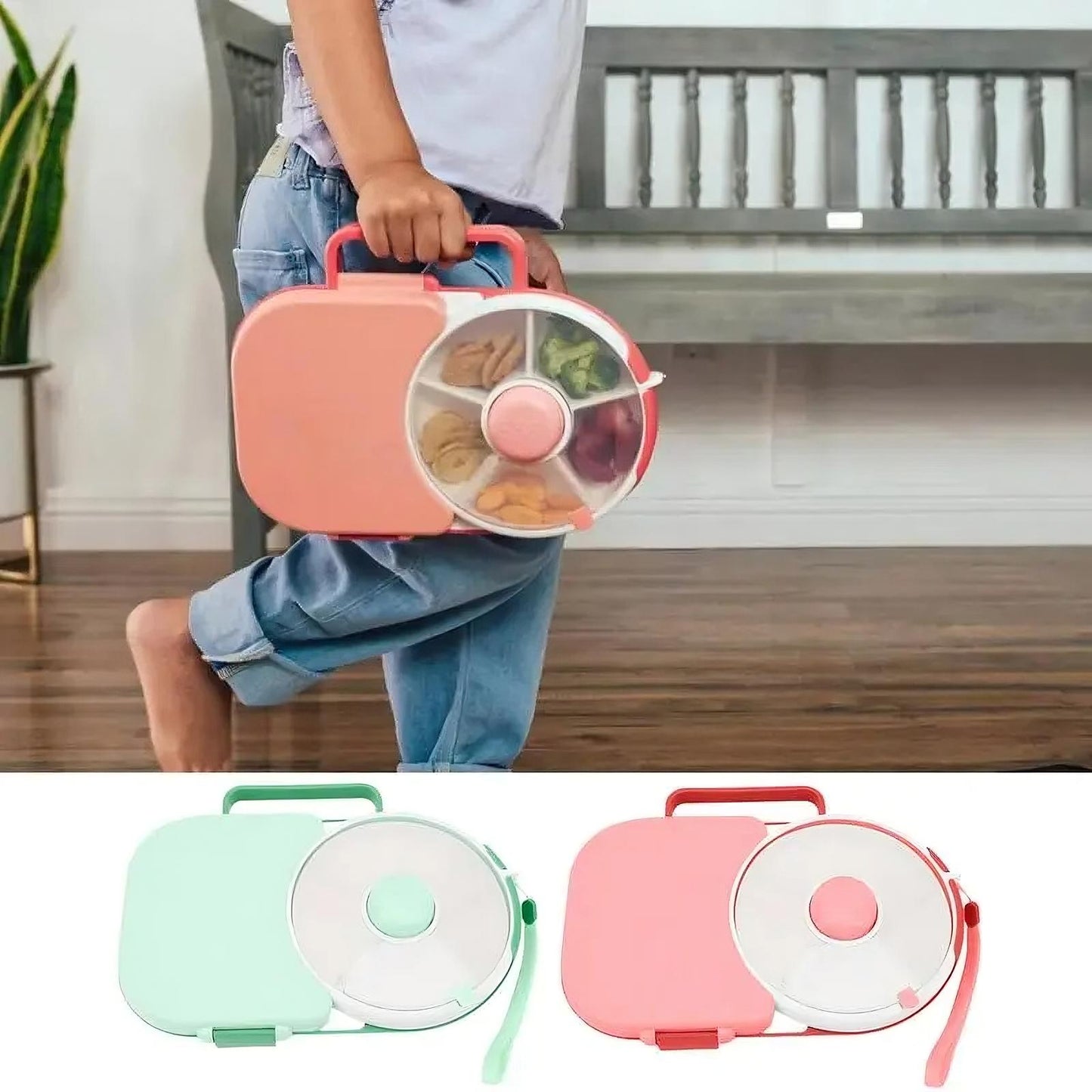 🍱 GlowSpin SnackBox – Rotating Kids Lunchbox with 5 Compartments