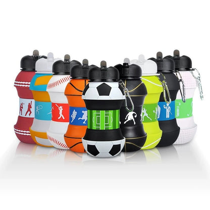 🏀 GlowHydrate SportFlex – Foldable Sports Ball Silicone Water Bottle