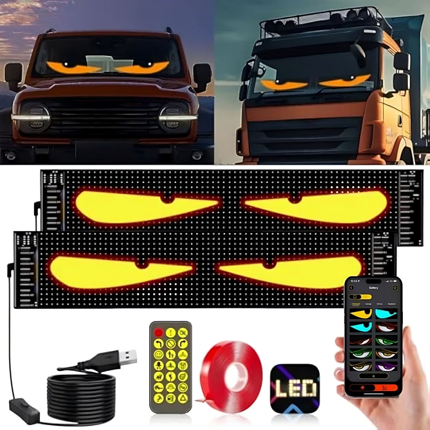 GlowDrive EyeFX – Dynamic Big Eye LED Display Lights (2-Pack)