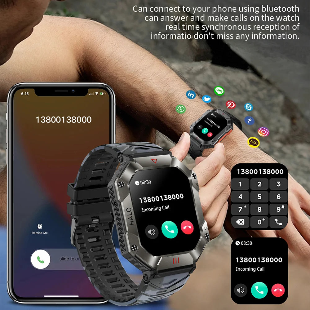⌚ GlowForce TitanX – Rugged Military Smartwatch for Men