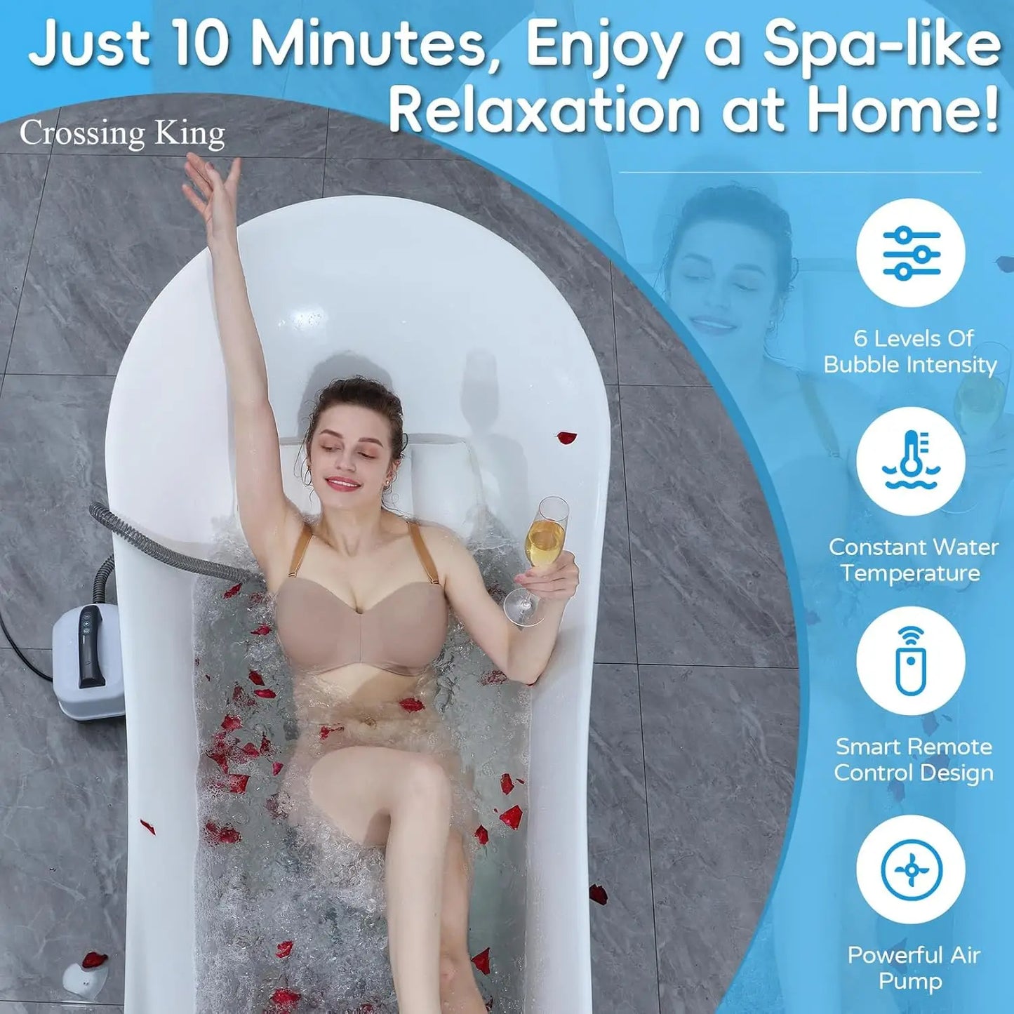 🛁 GlowSoak AirSpa Mat – Full-Body Bubble Massage Bath Mat