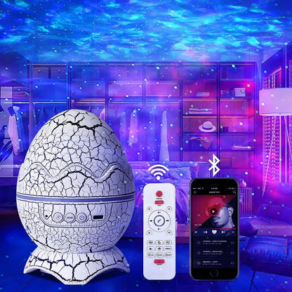 🦖 GlowHome GalaxyEgg™ – Dinosaur Egg Star Projector with Bluetooth Speaker & White Noise