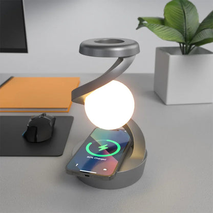 🌕 GlowHome OrbitLight X™ – Levitating RGB Ball Lamp with 15W Wireless Charger
