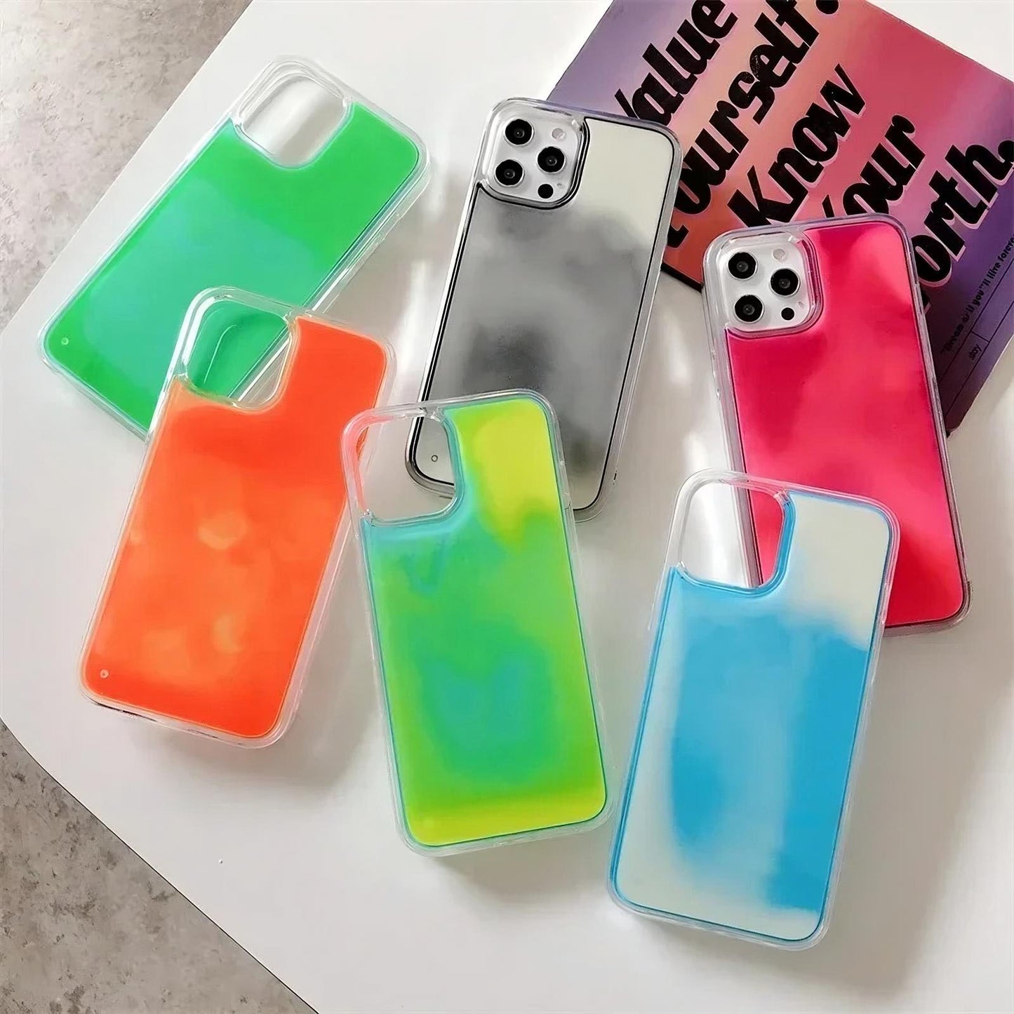 📱 ✨ GlowCase LiquidLuxe – Luminous Quicksand Glitter Transparent Shockproof iPhone Case