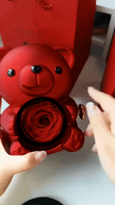 🌹 GlowGift RoseTreasure Box – Eternal Rose Teddy Bear with Rotating Jewelry Surprise