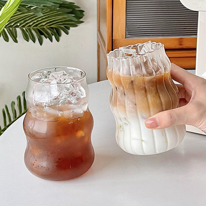 ☕ GlowSip RetroGlass – Striped Vintage-Inspired Coffee Tumbler