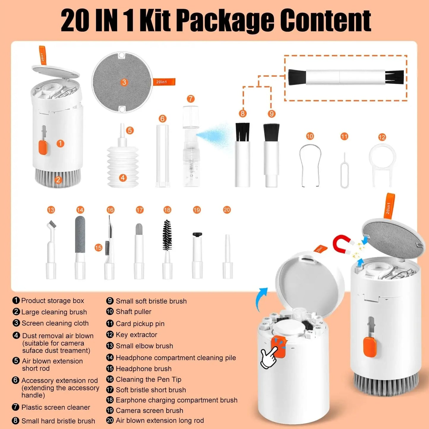 🧼 GlowTech CleanKit Pro 20X – 20-in-1 Electronics Cleaning Kit with Precision Tools