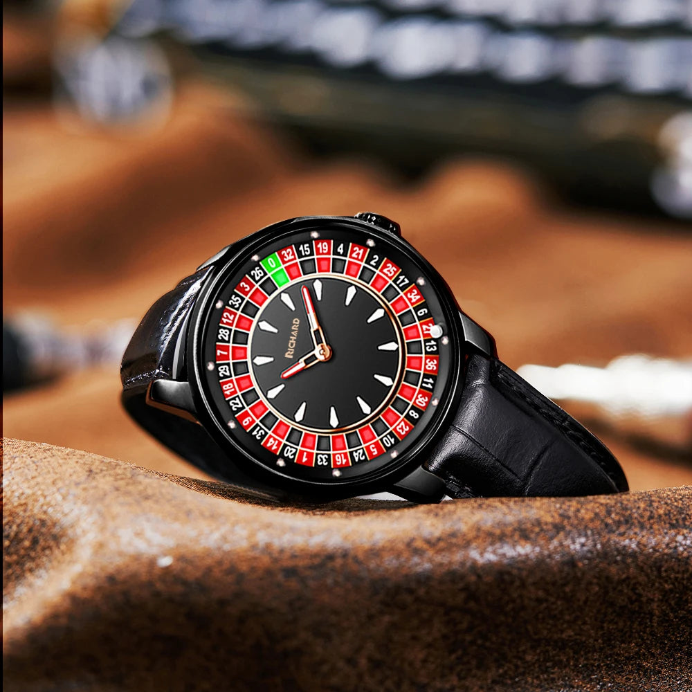 🎰 GlowTime CasinoSpin – NH35 Automatic Mechanical Watch with Functional Roulette Dial