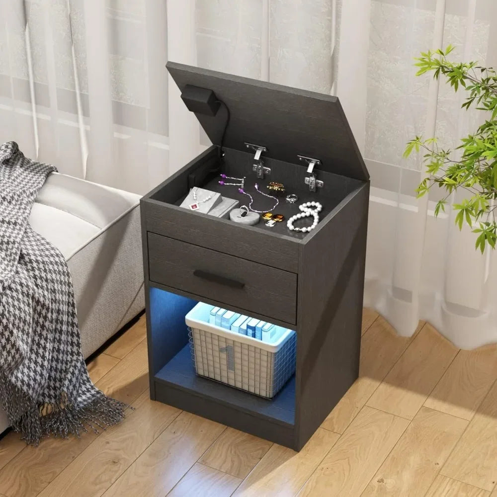 🛏 GlowHome VaultStand – RFID-Locking Smart Nightstand with Power & LED Lighting