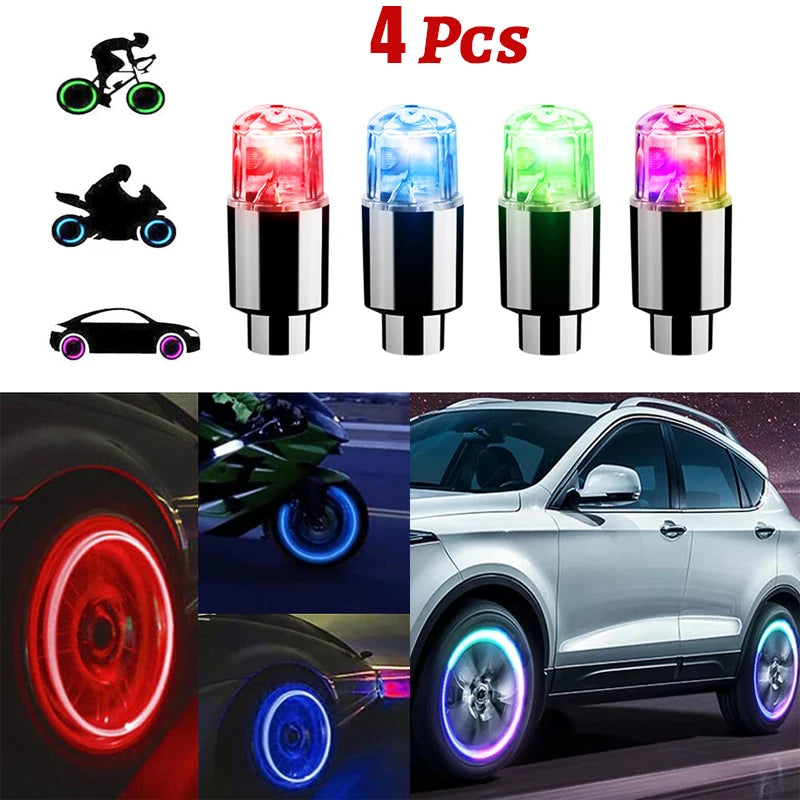 🚗 GlowDrive MotionRim – 4-Piece LED Wheel Valve Cap Lights
