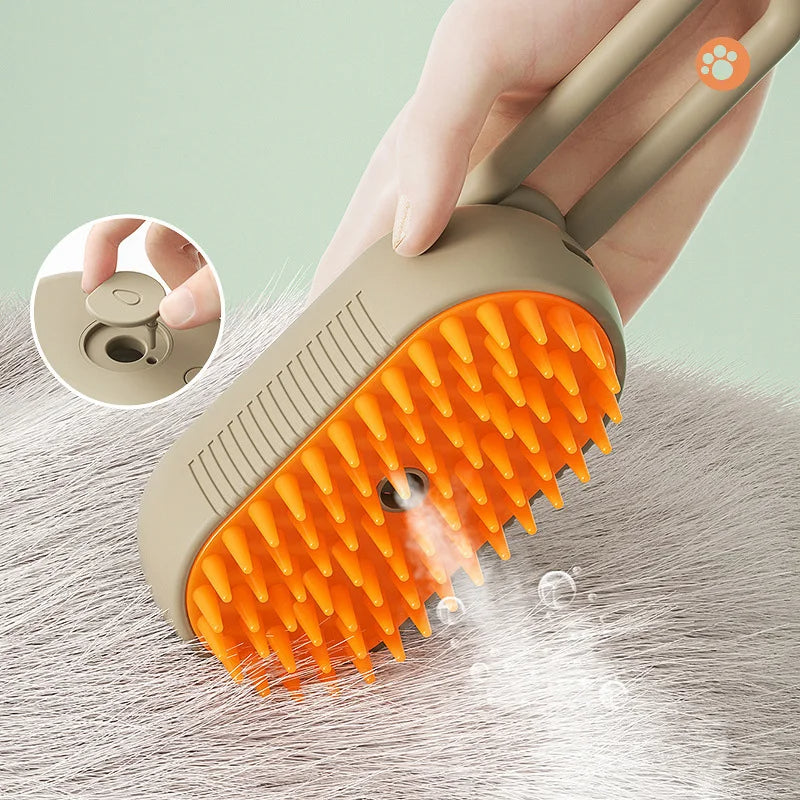 🐾 GlowPet SteamGroom 3X – 3-in-1 Rechargeable Steam Brush for Cats & Pets