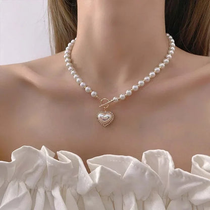 🤍 GlowLuxe PearlGrace Collar – Vintage-Inspired Imitation Pearl Clavicle Necklace