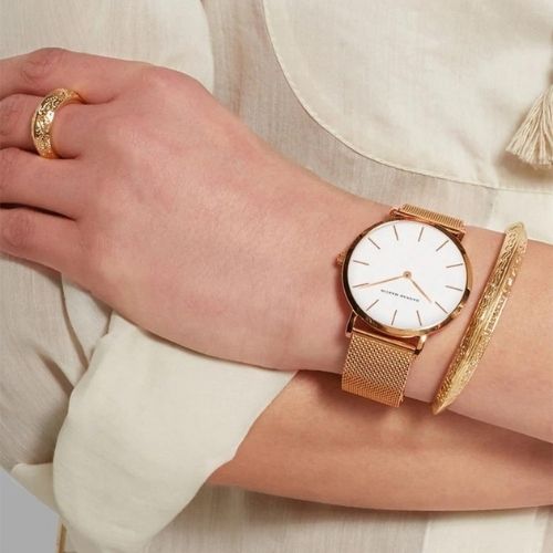 ⌚ GlowTime NoirElegance – Black & Rose Gold Minimalist Dress Watch
