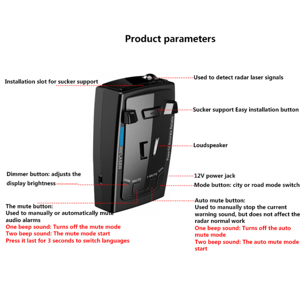 🚗 GlowDrive SpeedAlert X – Long-Range Laser Radar Detector