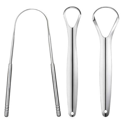 👅 GlowCare PureTongue – Stainless Steel Tongue Scraper with Double Handle Grip