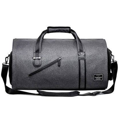 🧳 GlowTravel JetForm 2-in-1 – Convertible Duffel & Hanging Garment Bag (PU Leather, Carry-On Size)