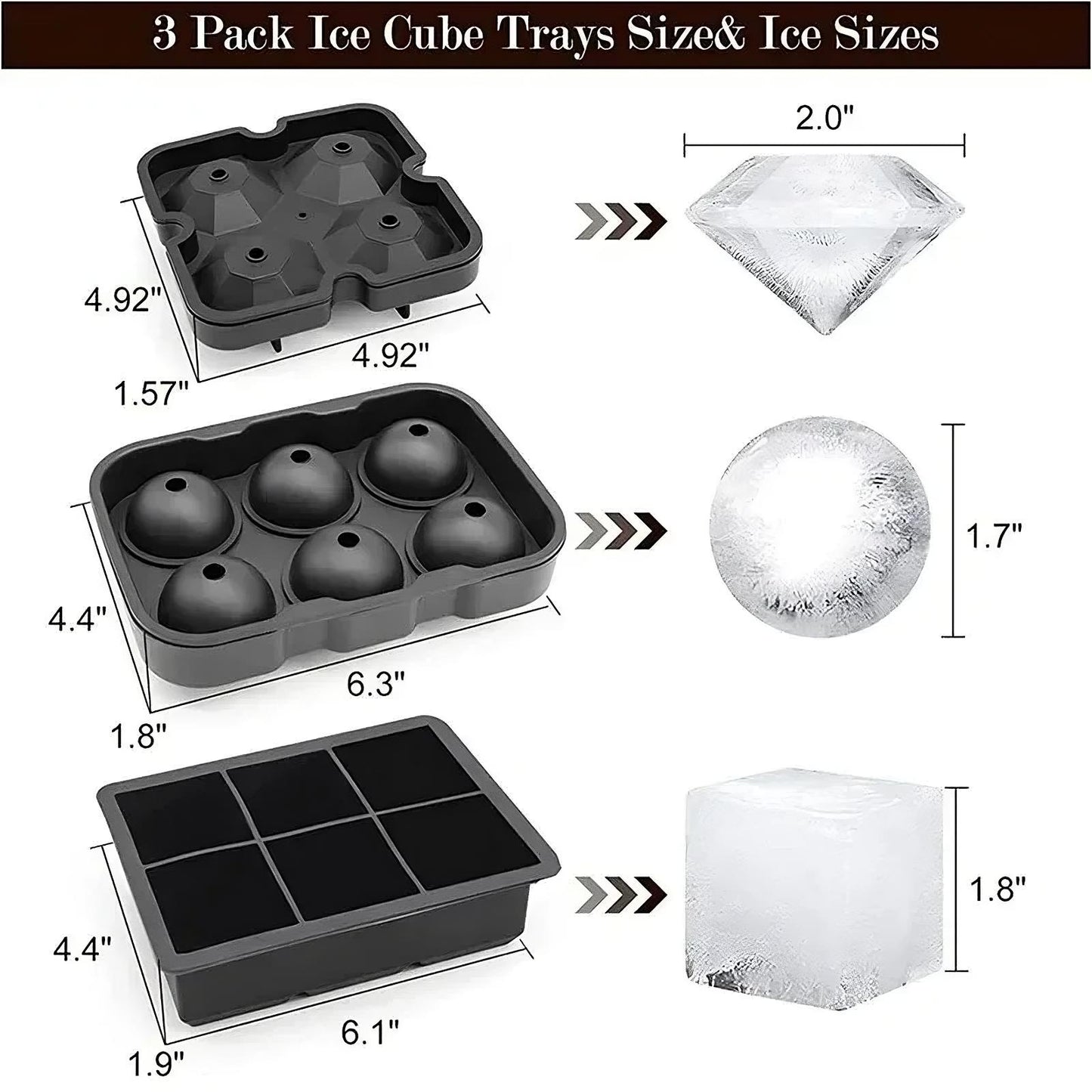 🧊 GlowHome ChillCraft Molds – Round, Square & Diamond Silicone Ice Makers
