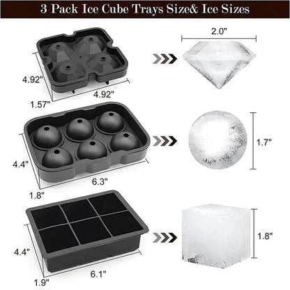 🧊 GlowHome ChillCraft Molds – Round, Square & Diamond Silicone Ice Makers