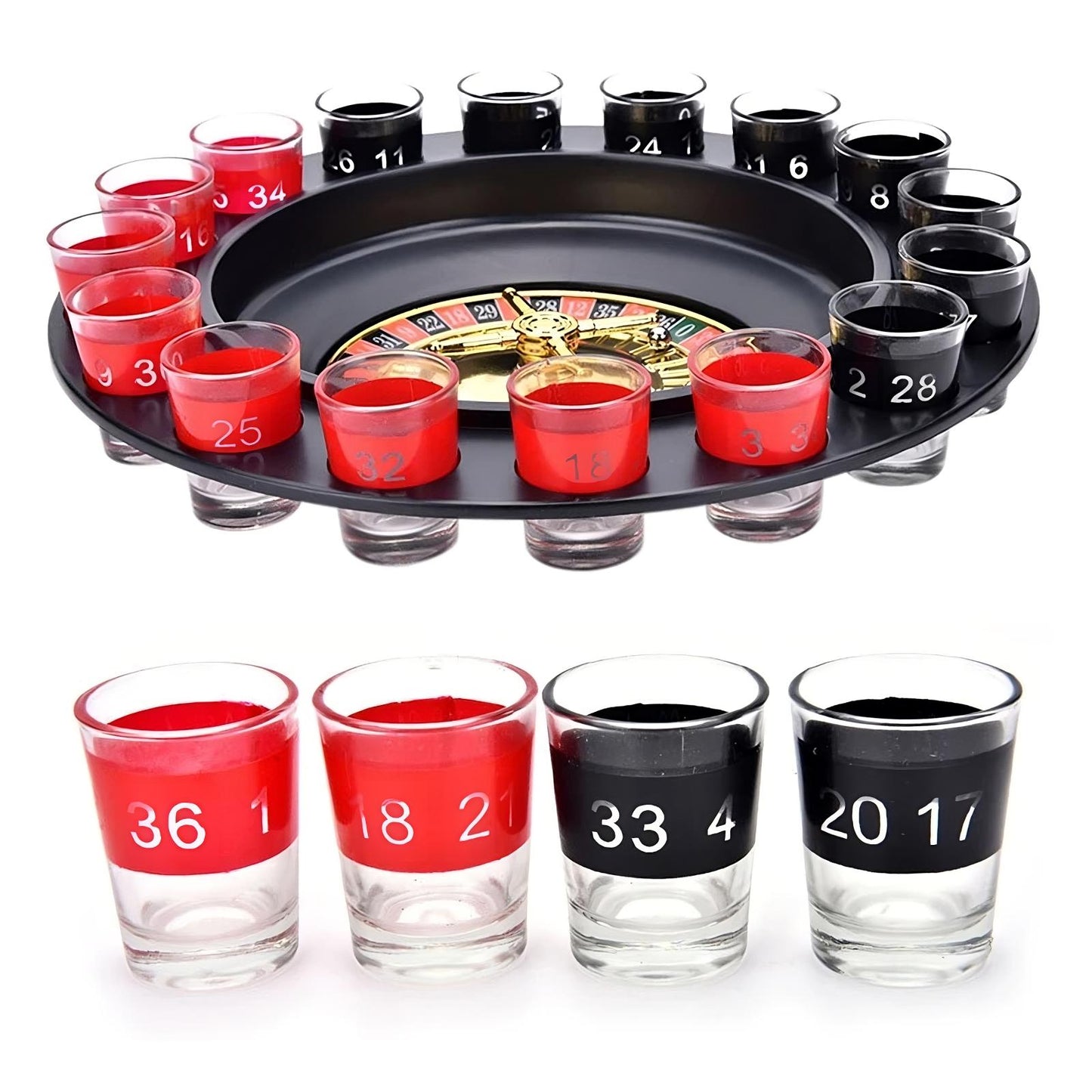 🎲 GlowParty SpinShot Royale – Shot Glass Roulette Drinking Game Set (16 Glasses + 2 Balls)