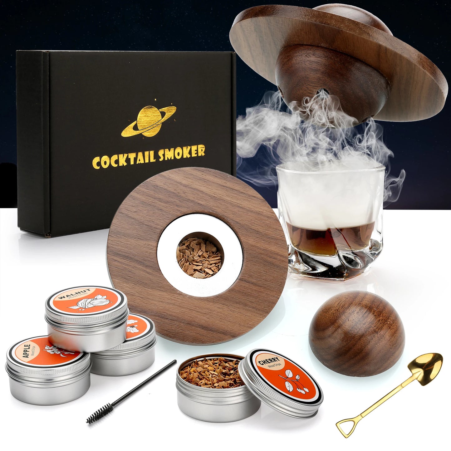 🥃 GlowBar SmokeCraft Kit – Premium Cocktail Drink Smoker with 4 Wood Chip Varieties
