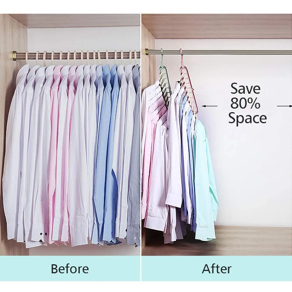 👔 GlowHome SpaceMax 9-in-1 Smart Hanger – Rotating Multi-Hole Closet Organizer