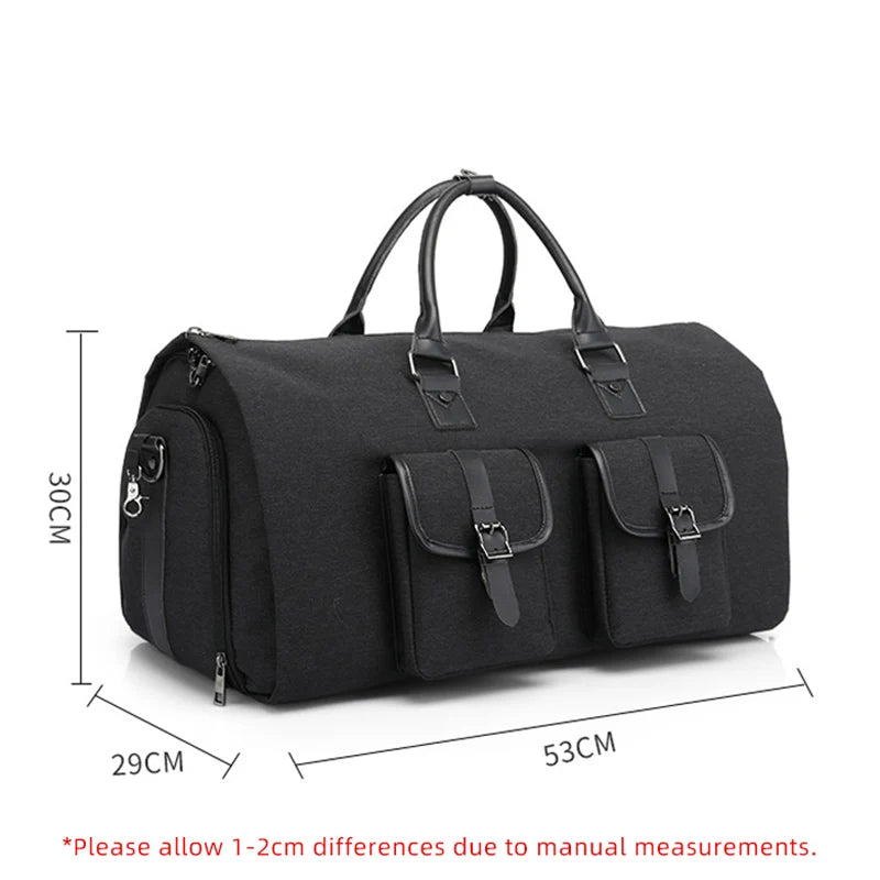 🧳 GlowTravel JetForm 2-in-1 – Convertible Duffel & Hanging Garment Bag (PU Leather, Carry-On Size)