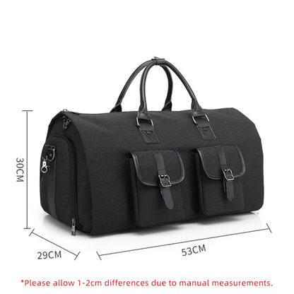🧳 GlowTravel JetForm 2-in-1 – Convertible Duffel & Hanging Garment Bag (PU Leather, Carry-On Size)