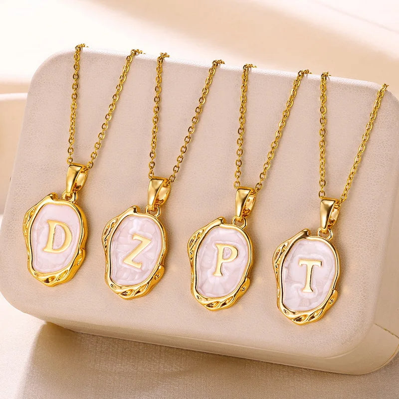 ✨ GlowLuxe AlphaGold Necklace – A–Z Gold Plated Initial Pendant on Snake Chain