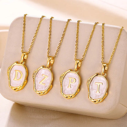 ✨ GlowLuxe AlphaGold Necklace – A–Z Gold Plated Initial Pendant on Snake Chain