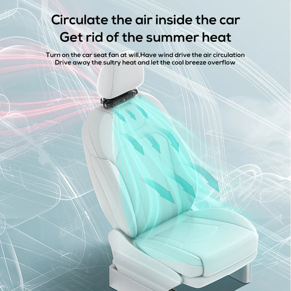❄️ GlowDrive BreezeGuard™ – USB-Powered Bladeless Cooling Car Seat Fan
