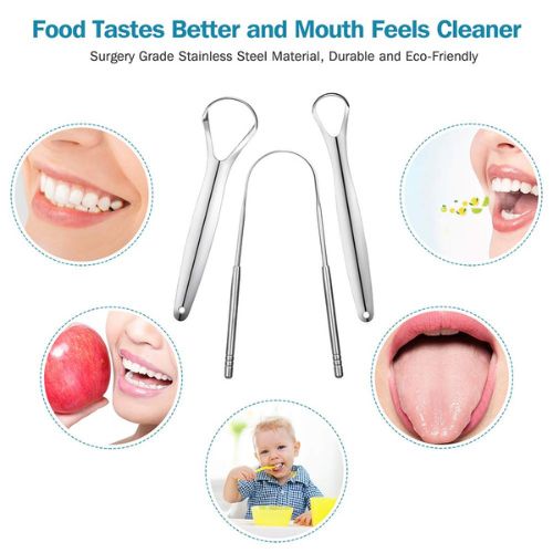 👅 GlowCare PureTongue – Stainless Steel Tongue Scraper with Double Handle Grip
