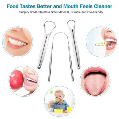 👅 GlowCare PureTongue – Stainless Steel Tongue Scraper with Double Handle Grip