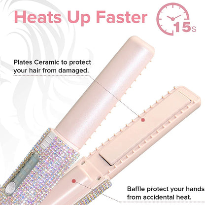 💎 GlowBeauty LuxeGlide Mini™ – Cordless Portable Hair Straightener with Rhinestones & Power Bank