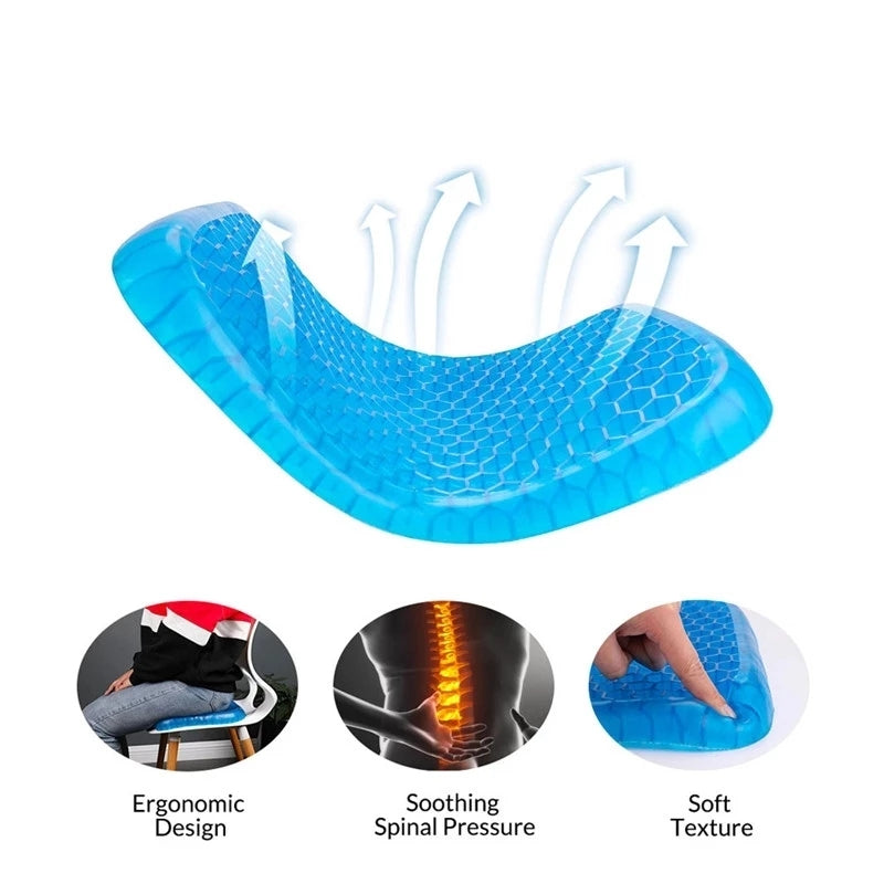 💺 GlowComfort FlexCush – Elastic Gel Seat Cushion with Honeycomb Support