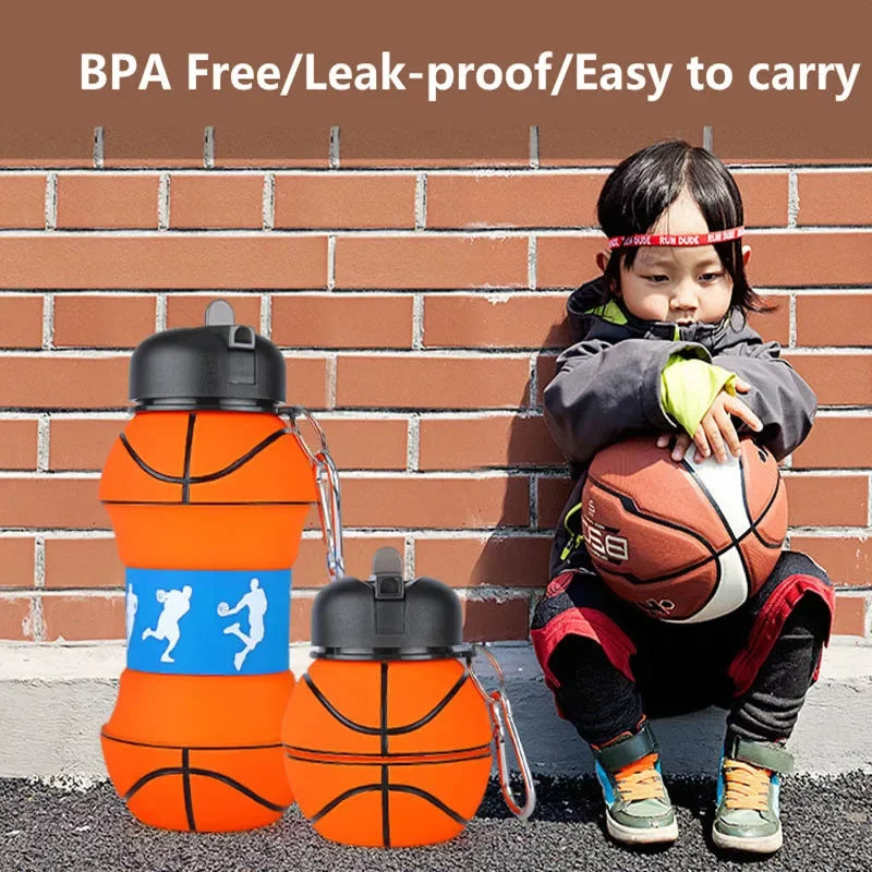 🏀 GlowHydrate SportFlex – Foldable Sports Ball Silicone Water Bottle
