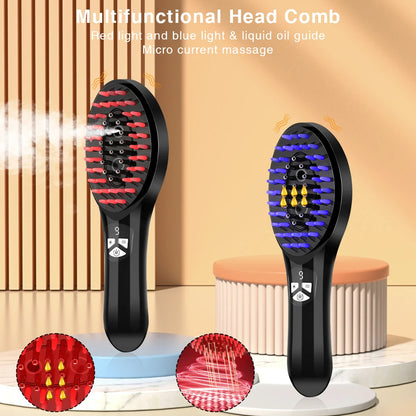 💆‍♀️ GlowHair ScalpRegen Pro – 5-in-1 Electric Scalp Massage Comb with Light Therapy & Nano Mist
