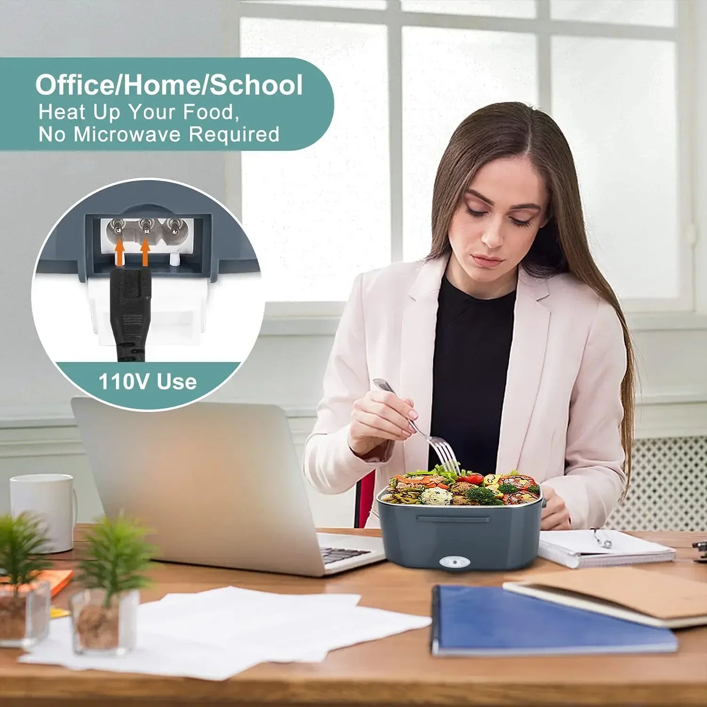 🍱 GlowHeat MealMate – 2-in-1 Electric Heating Lunch Box with Thermal Bag