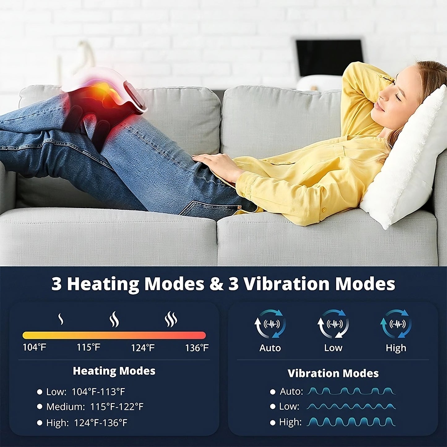 🦵 GlowRelief FlexHeat – Cordless Knee Massager with Heat & Red Light Therapy