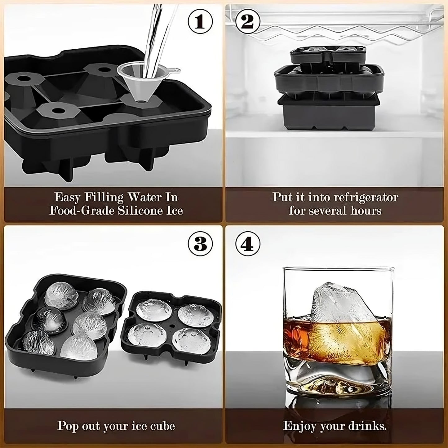 🧊 GlowHome ChillCraft Molds – Round, Square & Diamond Silicone Ice Makers